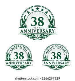 38 years anniversary set. 38th celebration logo collection. Vector and illustration. 