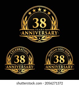 38 years anniversary set.38th celebration logo collection. Vector and illustration. 