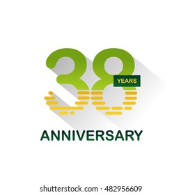 38 years anniversary, signs, symbols,flat design.