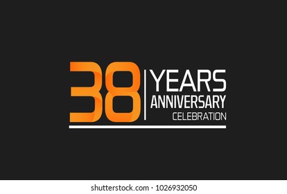 38 years anniversary simple design celebration with orange color and white isolated on black background