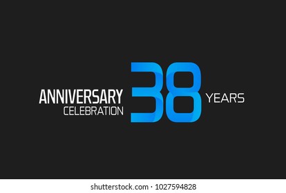 38 years anniversary simple design with blue and white color for celebration event