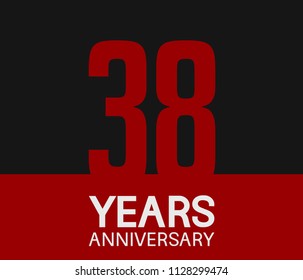 38 years anniversary simple design red number on black background for celebration template