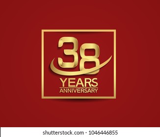 38 Years Anniversary Square Swoosh Golden Stock Vector (Royalty Free ...