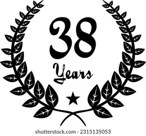 38 Years Anniversary stilyzed Laurel, black and white