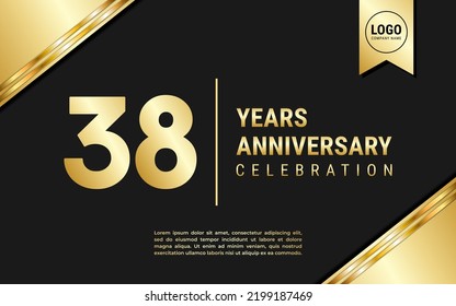 38 Years Anniversary template design. Golden Anniversary Celebration, vector illustration.