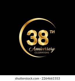 38 years anniversary. Anniversary template design concept with golden number , design for event, invitation card, greeting card, banner, poster, flyer, book cover and print. Vector Eps10