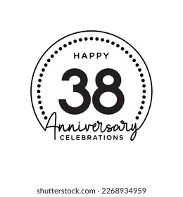 38 years anniversary. Anniversary template design concept, monochrome, design for event, invitation card, greeting card, banner, poster, flyer, book cover and print. Vector Eps10