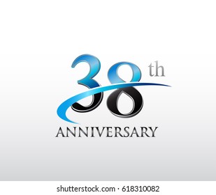 38 years anniversary Template logo with swoosh
