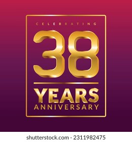 38 years anniversary vector banner template.birthday celebration banner with Golden numbers 