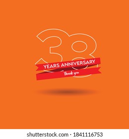 38 years anniversary vector icon, logo. Graphic design element with number and text composition for 38th anniversary