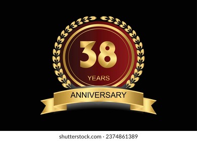 38 years anniversary vector icon, logo. Design element with modern graphic style.