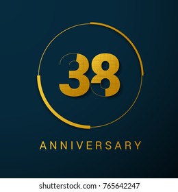 38 Years Anniversary Vector Logo Design Isolated on Dark Background
