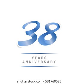 38 Years Blue Anniversary  Logo Celebration