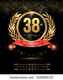 38 years celebration anniversary logo vector isolated on black background