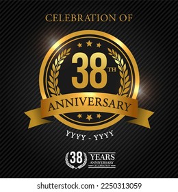 38 years celebration anniversary logo vector isolated on black background