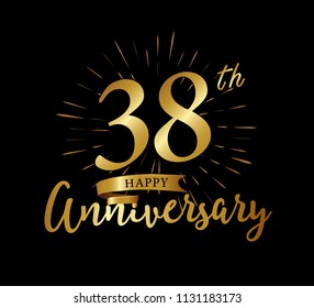 38 Years Gold Anniversary Celebration Simple Stock Vector (Royalty Free ...