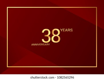 38 years golden anniversary design golden color using elegant red background for celebration