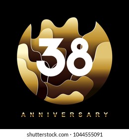 38 Years Golden Anniversary Logo Celebration With White Number. Classic Logo Vector Design For Greeting Card And Invitation Card. Vector illustration.