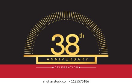 38 years golden anniversary logo celebration with firework elegant design for anniversary celebration.
