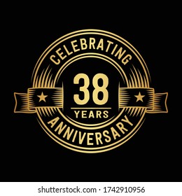 38 Jahre Logo Design Vorlage. 38. Jubiläumsvektor und Illustration.