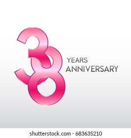 38 years pink anniversary. with overlapping number. for business, corporate, wedding, love, valentine logo celebration