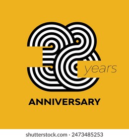 38 years retro anniversary vector template template design illustration