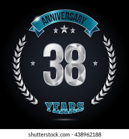 38 Years Silver anniversary logo, low poly design number