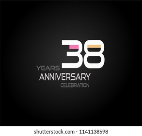 38 years simple black background with elegance white anniversary and orange, pink color accent