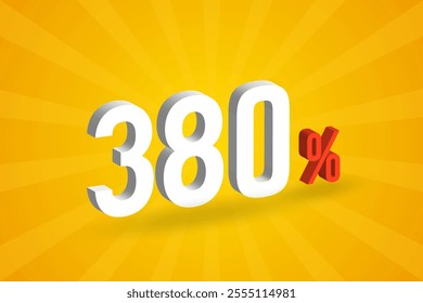 380% discount 3D text for sells and promotion.