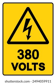 380 Volts Tag Symbol Sign,Vector Illustration, Isolate On White Background Label. EPS10