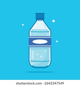 380ml curved bottom plastic water bottle, healthy blue drinking water packed in a bottle, recyclable and easy to store liquid.