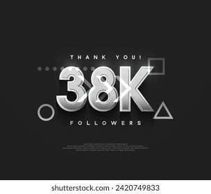 38k followers background, thank you with silver metallic numbers.