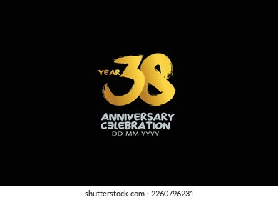 38th, 38 years, 38 year anniversary celebration abstract style logotype. anniversary with gold color isolated on black background, vector design for celebration vector