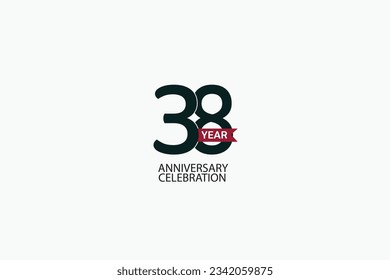 38th, 38 years, 38 year anniversary celebration Black Line. logotype isolated on White background for celebration, invitation card, and greeting card-Vector