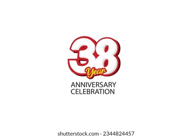 38th, 38 years, 38 year anniversary minimalist logo, jubilee, greeting card. Birthday invitation, sign. Red space vector illustration on white background - Vector