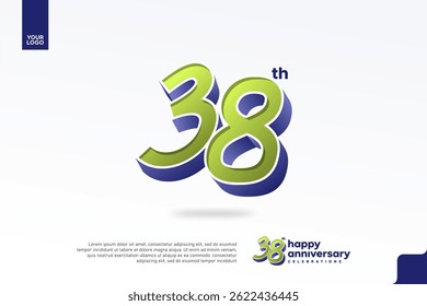 38th Anniversary 3D Number with Silver Jubilee Design in Pear Green and Violet Blue