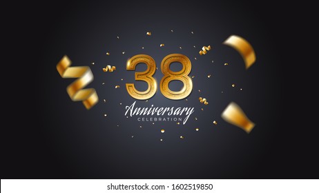 38th Anniversary Celebration Gold Numbers Dotted Stock Vector (Royalty ...