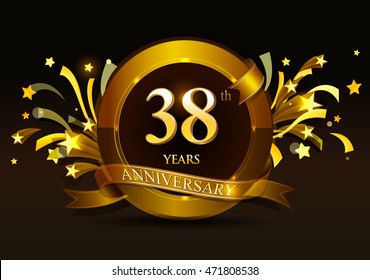 38th anniversary celebration with golden ring and ribbon