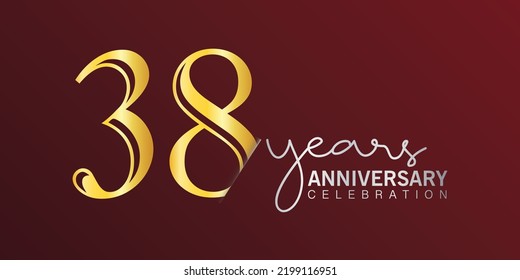 38th Anniversary Celebration Logotype Number Gold Stock Vector (Royalty ...