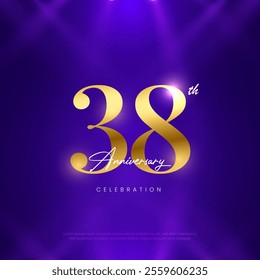 38th Anniversary celebration, Thirty-eighth year Anniversary celebration on lights background for celebration event, festive illustration.