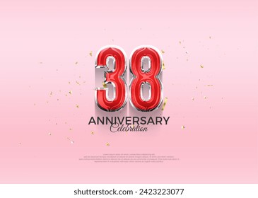 38th anniversary celebration, vector 3d design with luxury and shiny gold. Premium vector background for greeting and celebration.