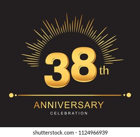 38th Anniversary Design Golden Color Firework Stock Vector (Royalty ...