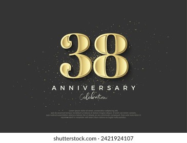 38th anniversary golden. Premium vector design to celebrate birthday. Premium vector background for greeting and celebration.