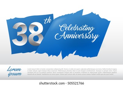 38th anniversary logo with blue abstract backgrond. design template