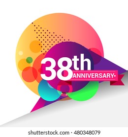 38th Anniversary logo, Colorful geometric background vector design template elements for your birthday celebration.