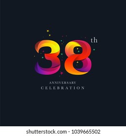 38th Anniversary Logo Design, Number 38 Icon Vector Template.