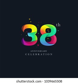 38th Anniversary Logo Design, Number 38 Icon Vector Template.