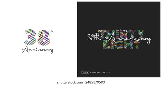 38th Anniversary Logo Design, Number 38 Vector Template.