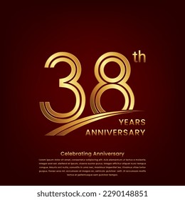 38th Anniversary logo with double line concept design, Golden number for anniversary celebration event. Logo Vector Template