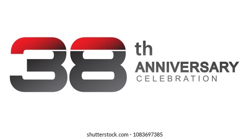 38th anniversary logo red and black design simple isolated on white background for anniversary celebration.
